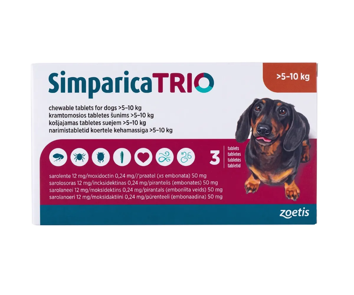 Simparica Trio Chewable Tablets for Dogs Pack of